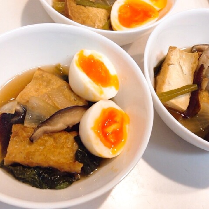 トロトロ半熟仕上げ☆小松菜と厚揚げとゆで卵の煮物